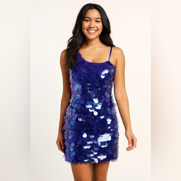 Adrianna Papell Dresses & Skirts - Adrianna Papell Purple one shoulder Sequin Dress Y2K